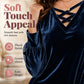 Women's Velvet Criss Cross V-Neck Top