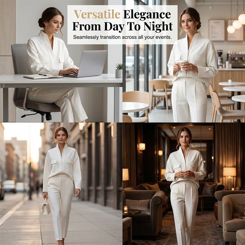 Elegant Long Sleeve Top & Pants Suit Set