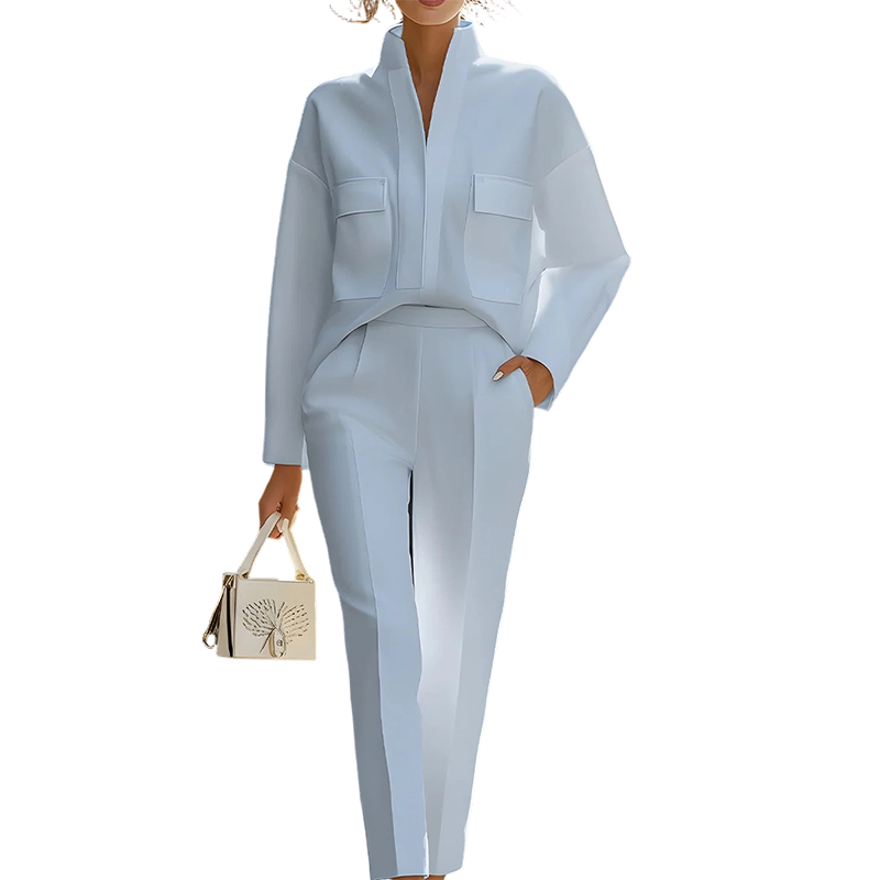 Elegant Long Sleeve Top & Pants Suit Set