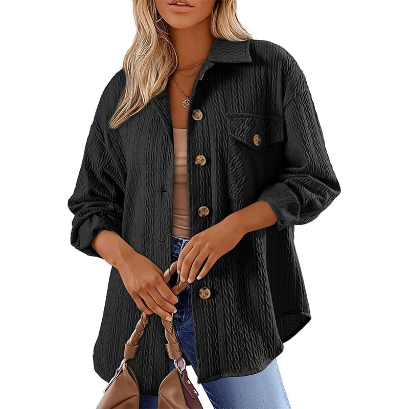 Women's Textured Long Sleeve Button-Down Shirt