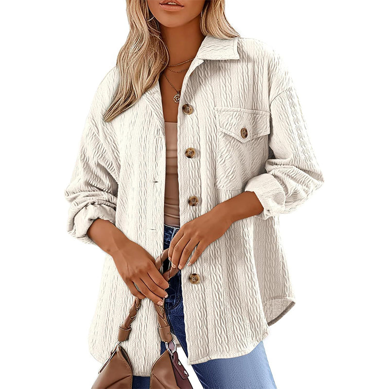 Women's Textured Long Sleeve Button-Down Shirt