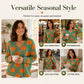 Women's Casual Printed V-Neck Knit Top