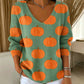 Women's Casual Printed V-Neck Knit Top
