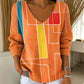 Women's Casual Printed V-Neck Knit Top
