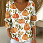 Women's Casual Printed V-Neck Knit Top
