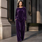 Women's Velvet Long Sleeve Top & Wide-Leg Pants Set