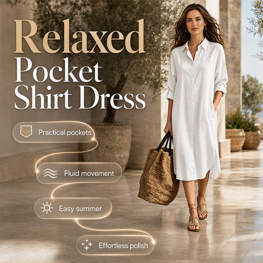 Women Loose Cotton Linen Shirt Dress with Pockets