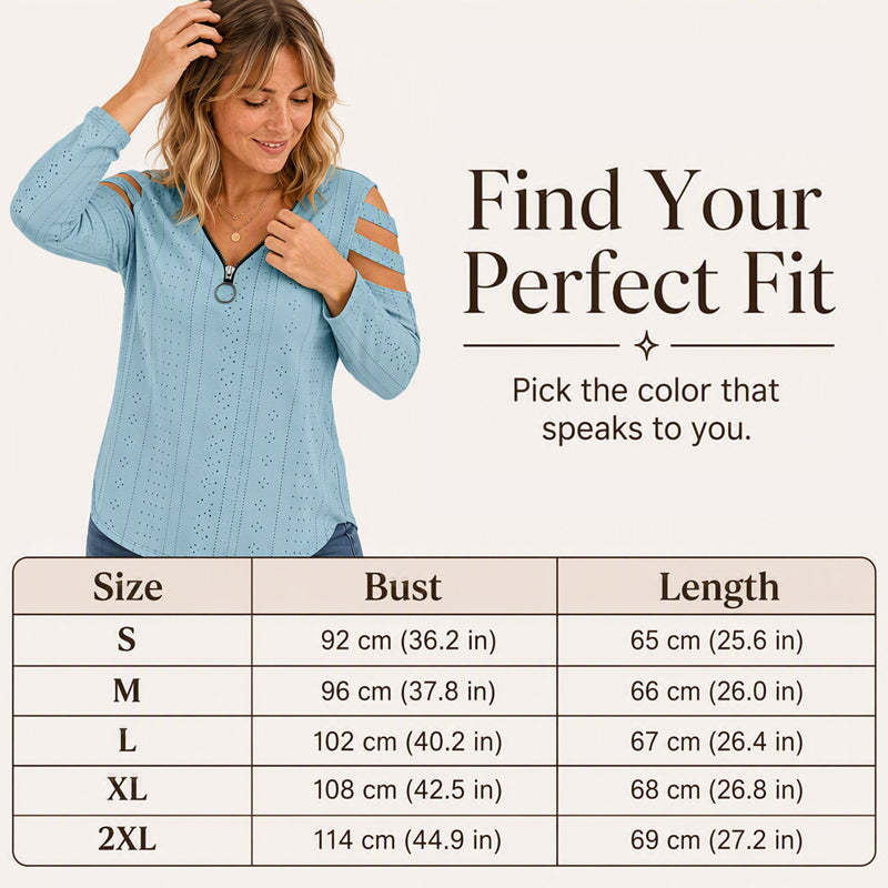 Women's Cold Shoulder Zipper T-Shirt