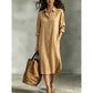 Women Loose Cotton Linen Shirt Dress with Pockets