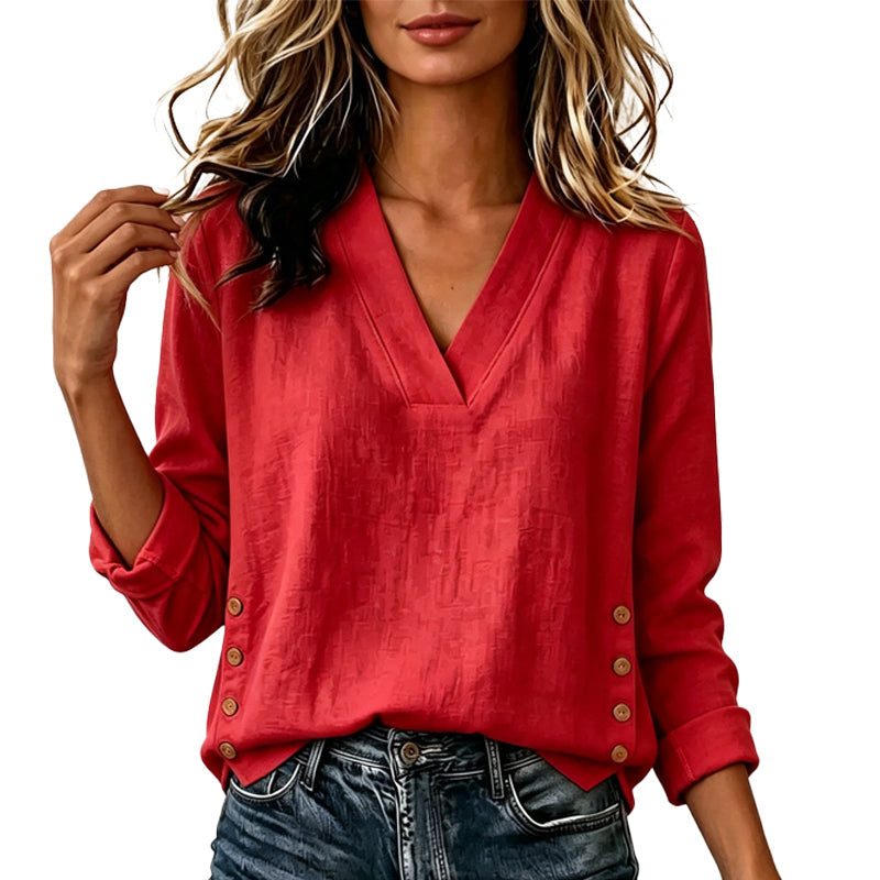Women's V-Neck Loose-Fit Casual Top