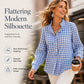 Women's Gingham Ruffle Casual Long Sleeve Shirt