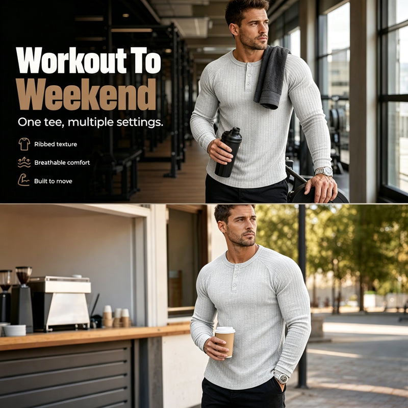 Men's Slim Fit Henley Shirt