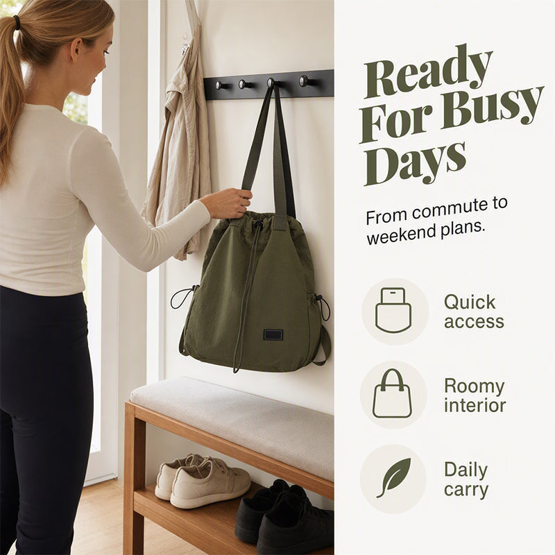 ⏰Last Day Sale 50% Off💃Women's Large Capacity Drawstring Tote Backpack