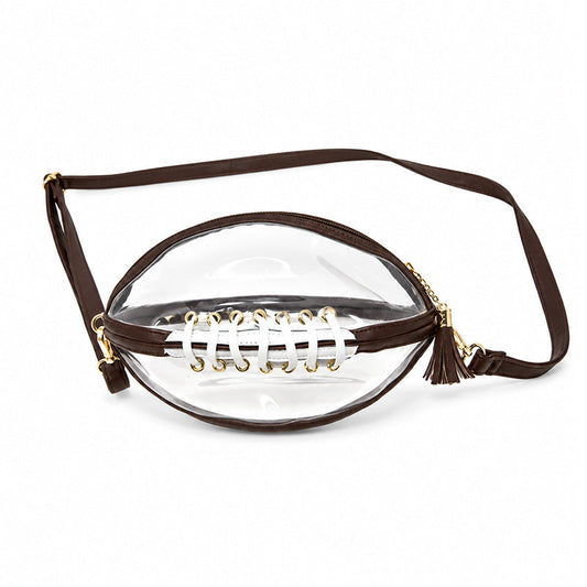 🏈 Clear Football-Shaped Crossbody Bag – Game-Day Style Meets Everyday Convenience ✨