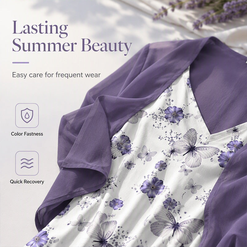 Women’s Boho Floral Maxi Dress & Cover-Up Set