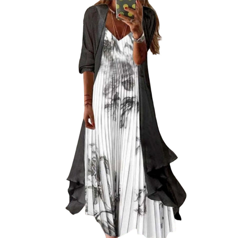 Women’s Boho Floral Maxi Dress & Cover-Up Set