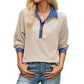 Women's Contrast Denim Collar Knit Top