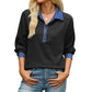 Women's Contrast Denim Collar Knit Top