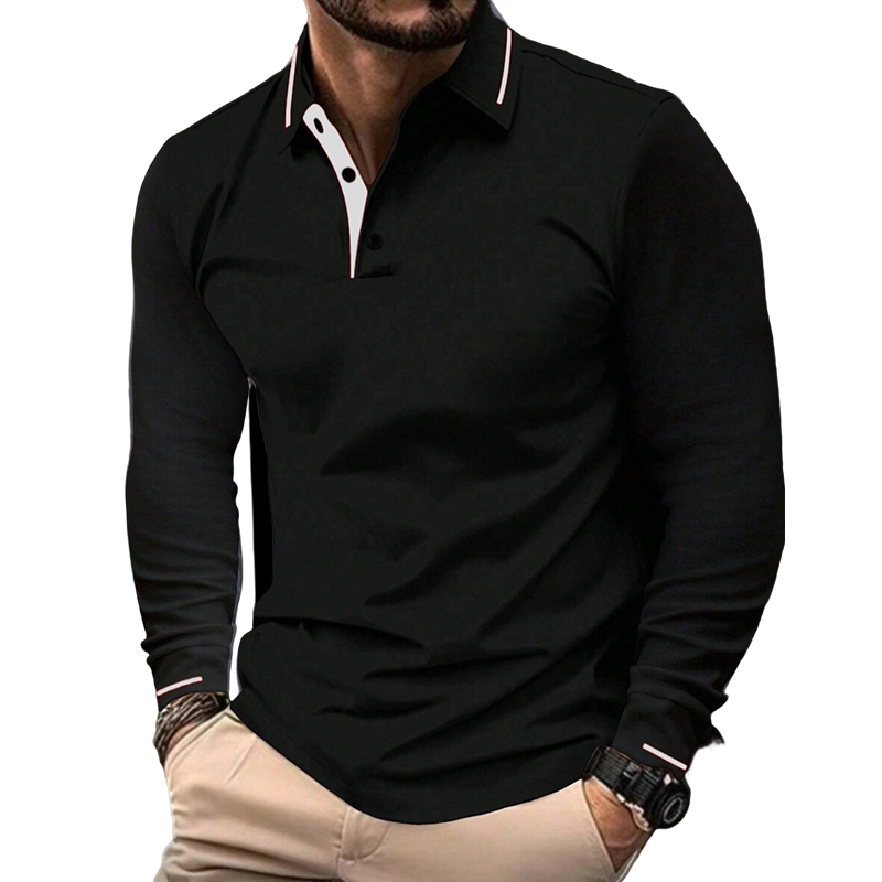 Men's Long Sleeve Contrast Collar Top