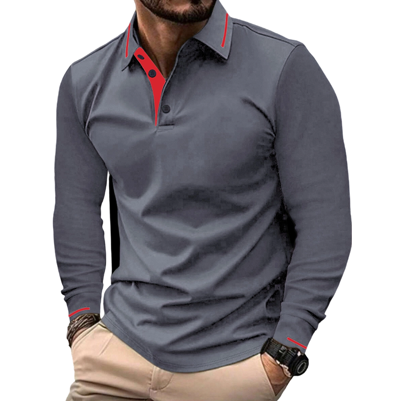 Men's Long Sleeve Contrast Collar Top