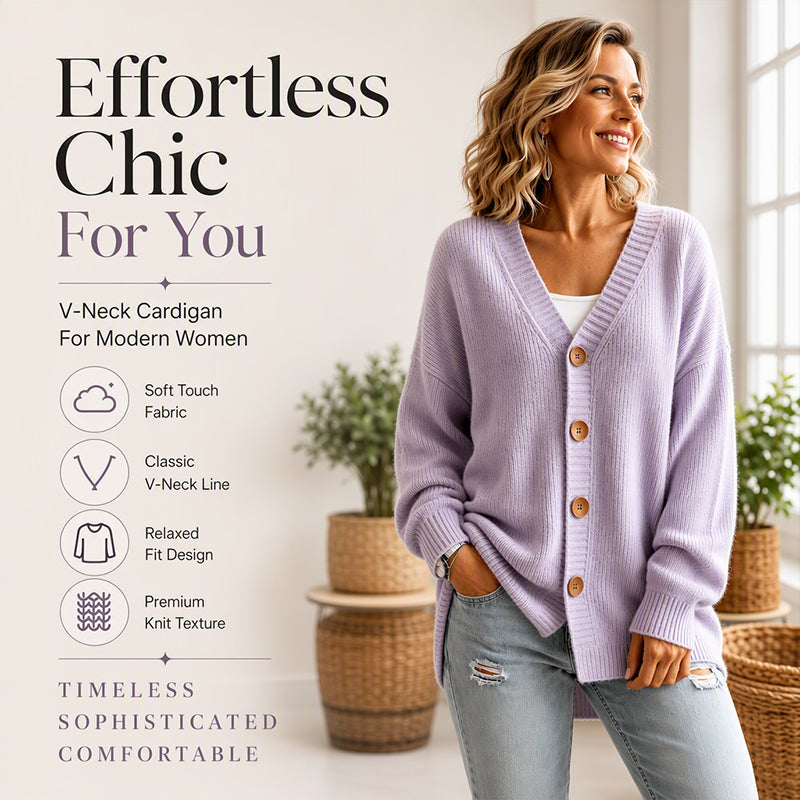 Women's V-Neck Oversized Knit Cardigan