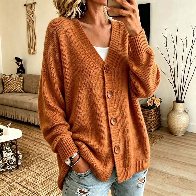 Women's V-Neck Oversized Knit Cardigan