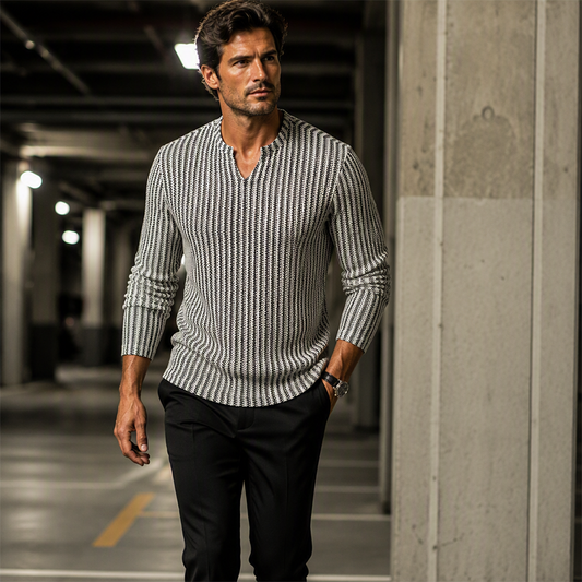 Modern Textured Knit Pullover