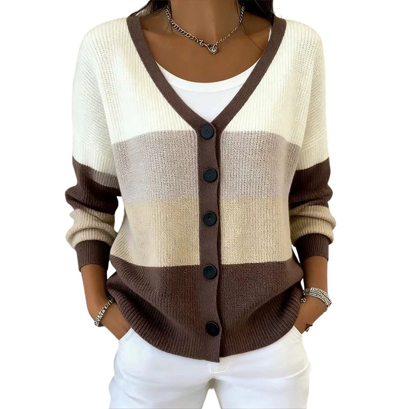 Women's V Neck Button Knit Cardigan