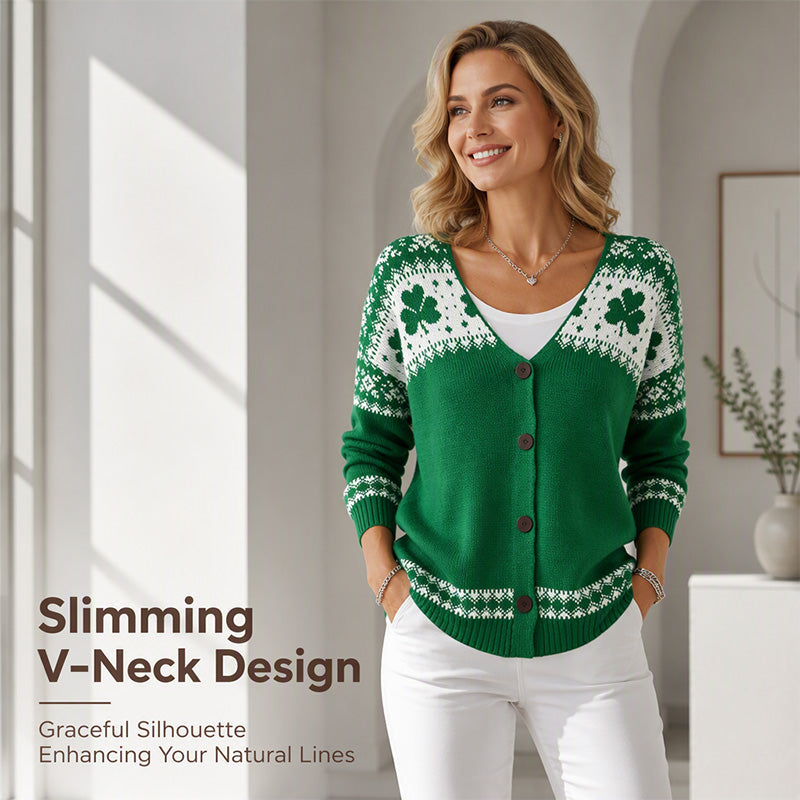 Women's V Neck Button Knit Cardigan