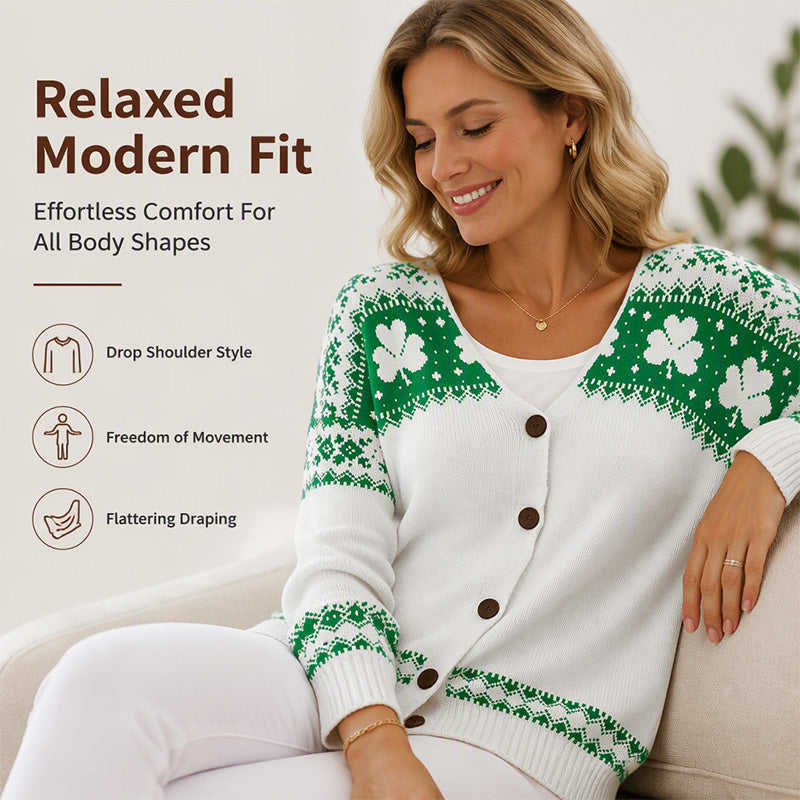 Women's V Neck Button Knit Cardigan
