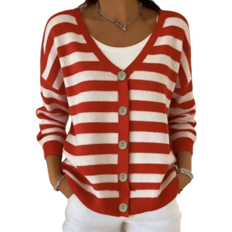 Women's V Neck Button Knit Cardigan
