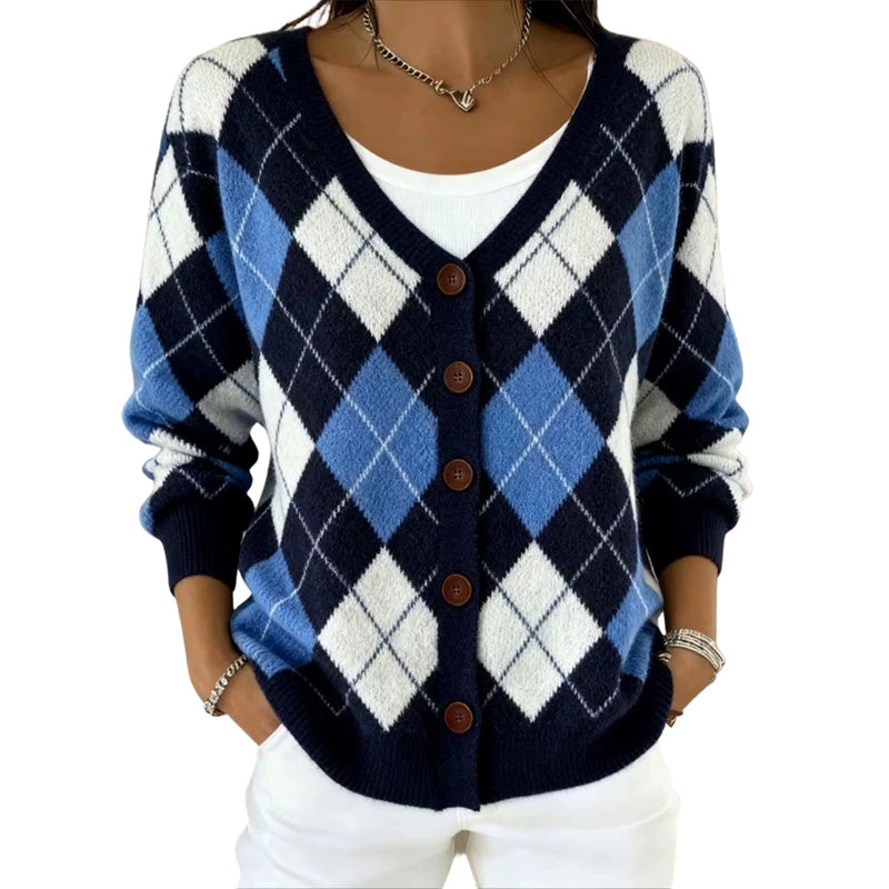 Women's V Neck Button Knit Cardigan