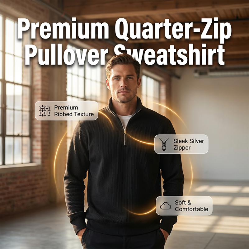 Premium Quarter-Zip Pullover Sweatshirt