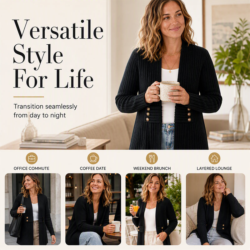 Women's Ribbed Knit Cardigan Sweater
