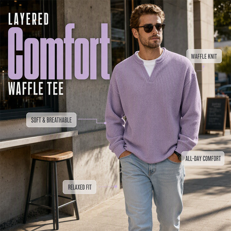 🔥 60% OFF ➡️£13.99 per item👕 Layered Comfort Waffle Tee – Textured, Relaxed & Effortlessly Put-Together