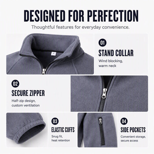 Men's Half Zip Polar Fleece Pullover