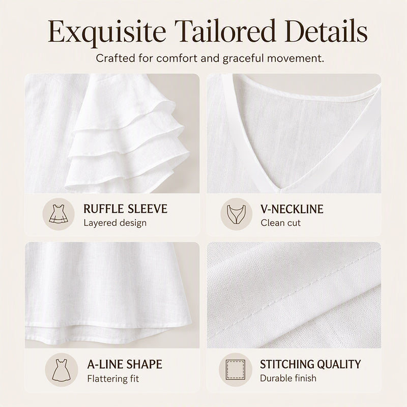 Women's V Neck Ruffle Sleeve Dress
