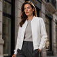 Women's Textured Zipper Baseball Collar Jacket