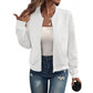 Women's Textured Zipper Baseball Collar Jacket