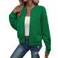 Women's Textured Zipper Baseball Collar Jacket