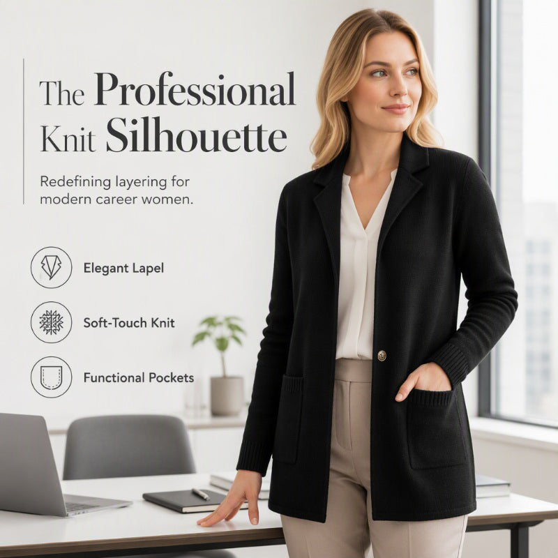 ✨ Elevated Everyday Comfort | Women's Lapel-Collar Knit Cardigan