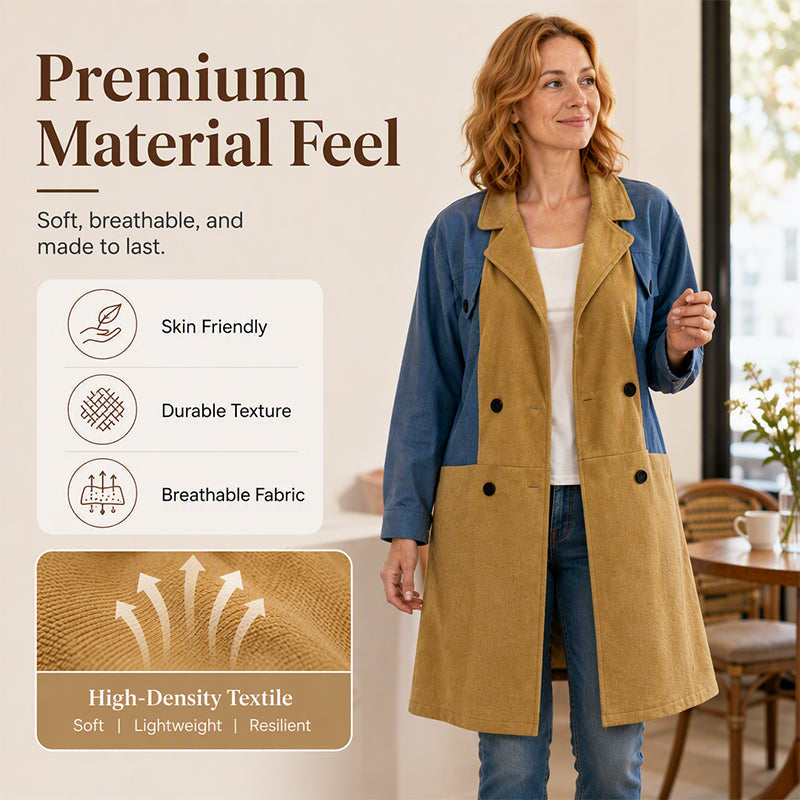 Women's Denim Patchwork Lapel Jacket