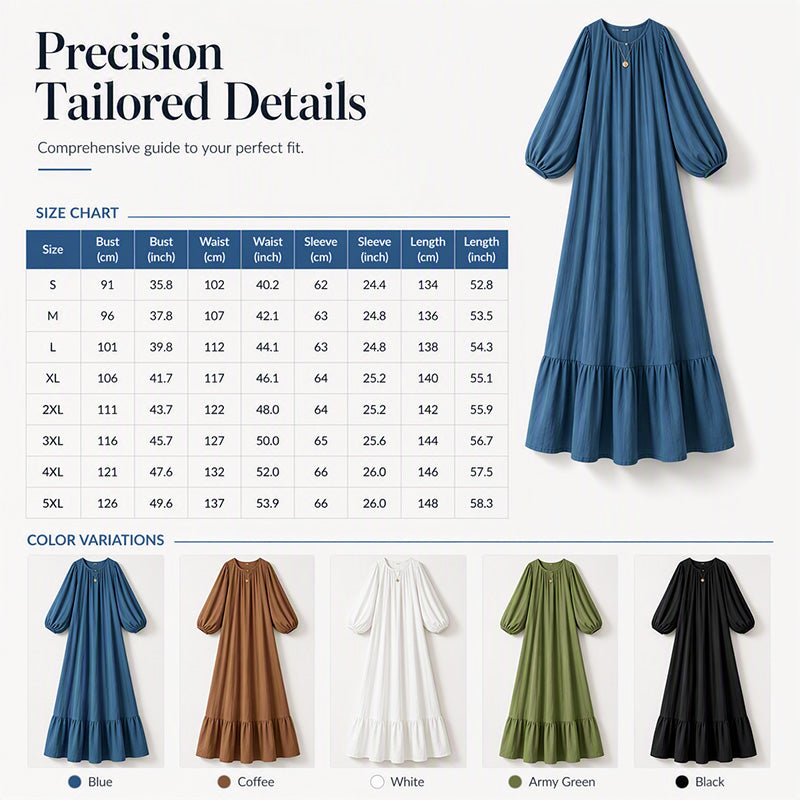 Women's Ruffle Hem Long Sleeve Maxi Dress