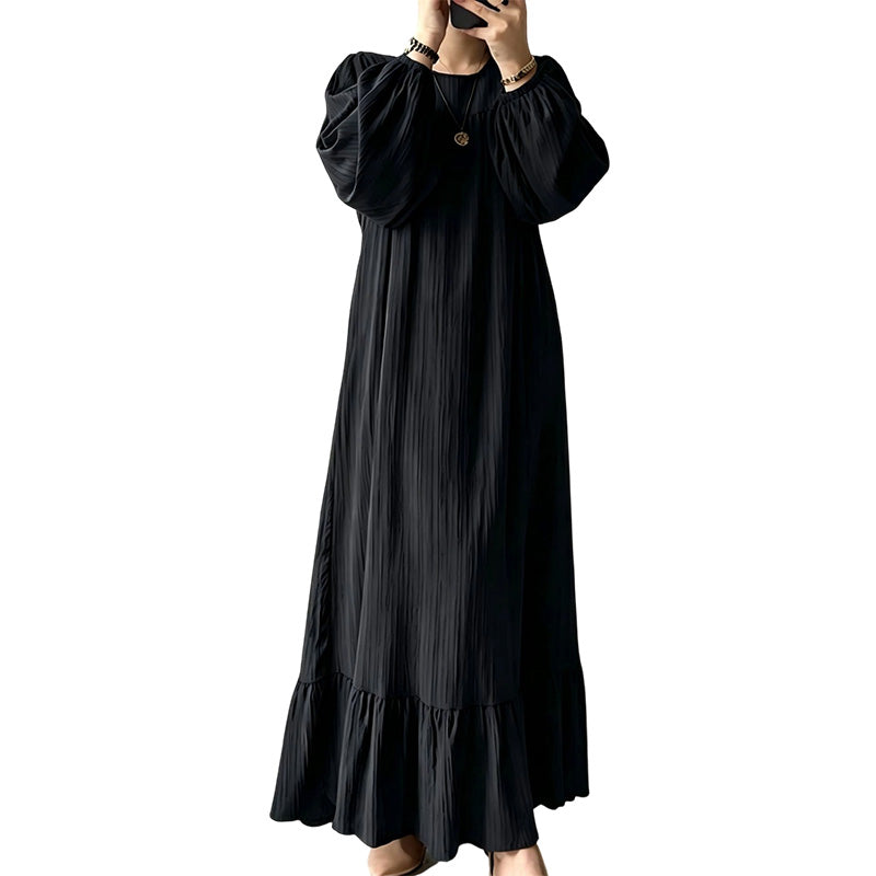 Women's Ruffle Hem Long Sleeve Maxi Dress