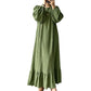 Women's Ruffle Hem Long Sleeve Maxi Dress