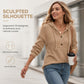 Women's Casual Ribbed Knit Pullover Hoodie