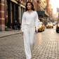 Women's Long Sleeve Top and Wide-Leg Pants Set
