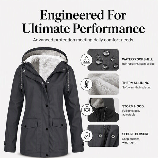 Women's Plush-Lined Windproof Hooded Jacket