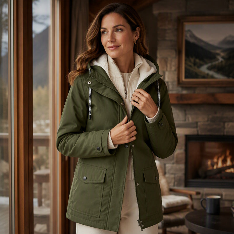 Women's Plush-Lined Windproof Hooded Jacket
