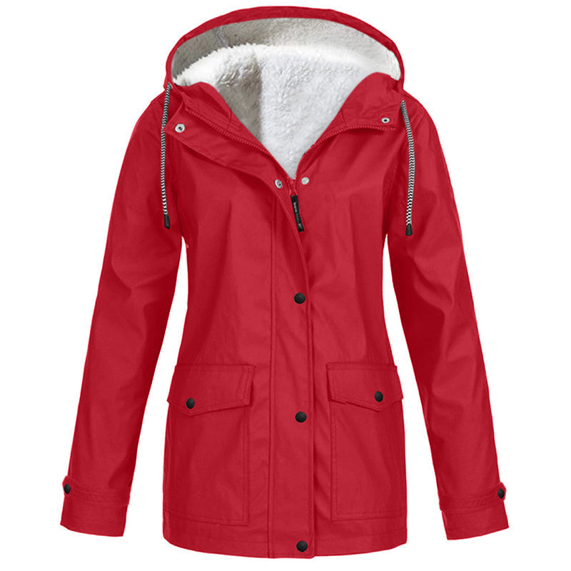 Women's Plush-Lined Windproof Hooded Jacket
